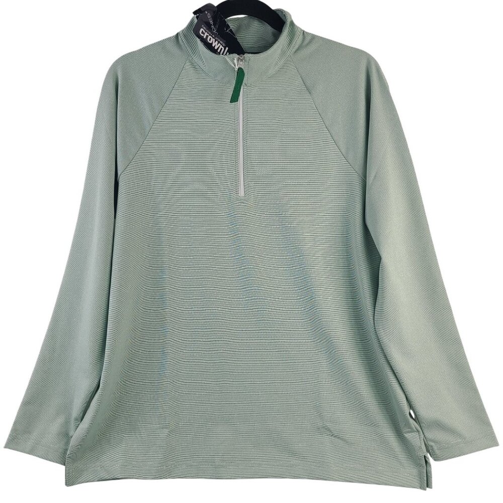 NWT Devon & Jones Ladies Crownlux Performance Kelly Green 1/4 Zip Pullover Sz L